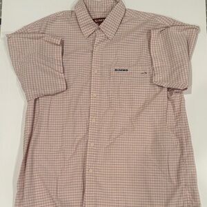 Simms Light Pink Plaid Men's Fishing Shirt in Size XL